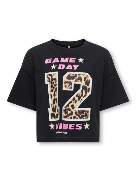 Kids T - shirt OLIVIA Black Game Day/Leo Loose Fit