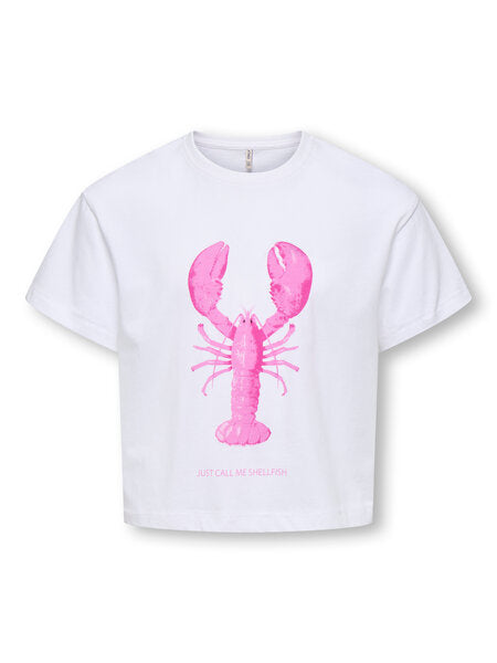 Kinder T-Shirt KELLY Hellweiß Fuchsienrosa Hummer Reguläre Passform