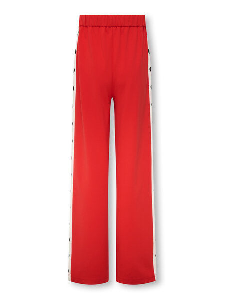 Kinderhose POPTRASH Mars Rot Hellweißes Panel/Schwarze Herzen Lockerer Schnitt