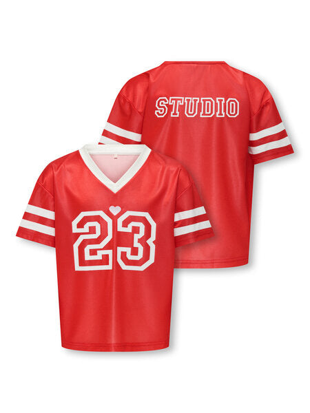 Kinder T-Shirt LULU Mars Rot Weiße Linien/23/Studio Regular Fit