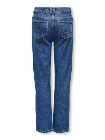 Kids spijkerbroek CARLY Medium Blue Denim RHINESTONE STARS Straight Fit