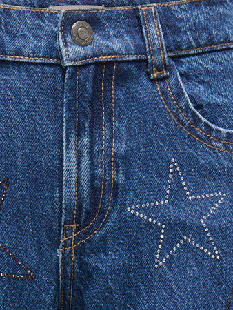 Kids spijkerbroek CARLY Medium Blue Denim RHINESTONE STARS Straight Fit