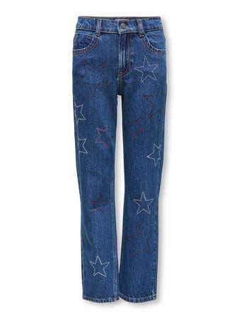 Kids spijkerbroek CARLY Medium Blue Denim RHINESTONE STARS Straight Fit