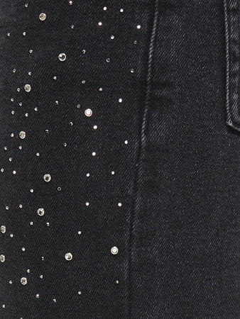 Kinderjeans JUICY RHINESTON Gewaschenes Schwarz RHINESTONES Weite Bein Passform