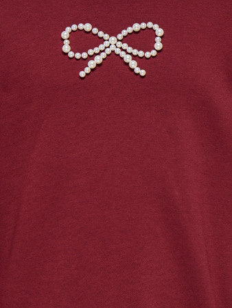 Mini trui KATE Cabernet Bow/Pearl Loose Fit