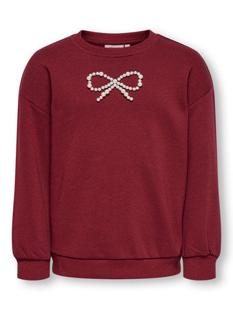 Mini trui KATE Cabernet Bow/Pearl Loose Fit