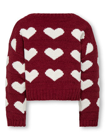 Mini trui SUS Cabernet Heart/Egret Regular Fit