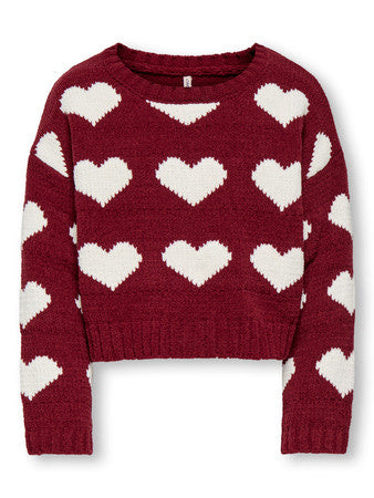 Mini trui SUS Cabernet Heart/Egret Regular Fit