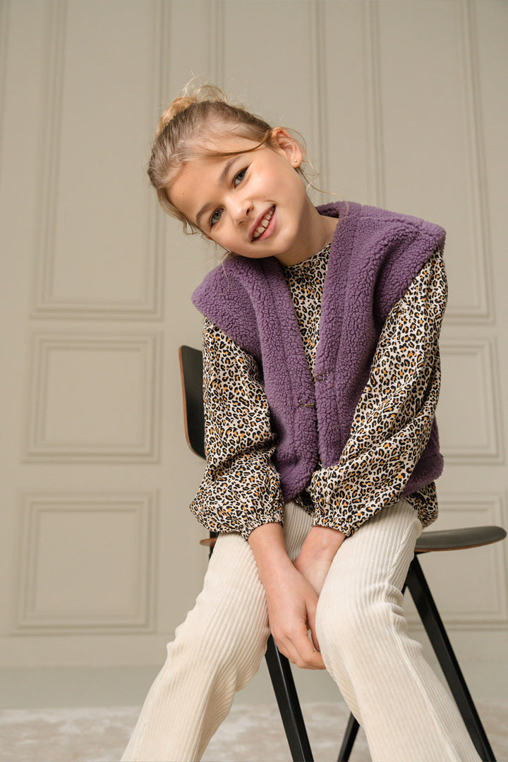 Kids trui Dewi Flo reversible teddy Lavendel