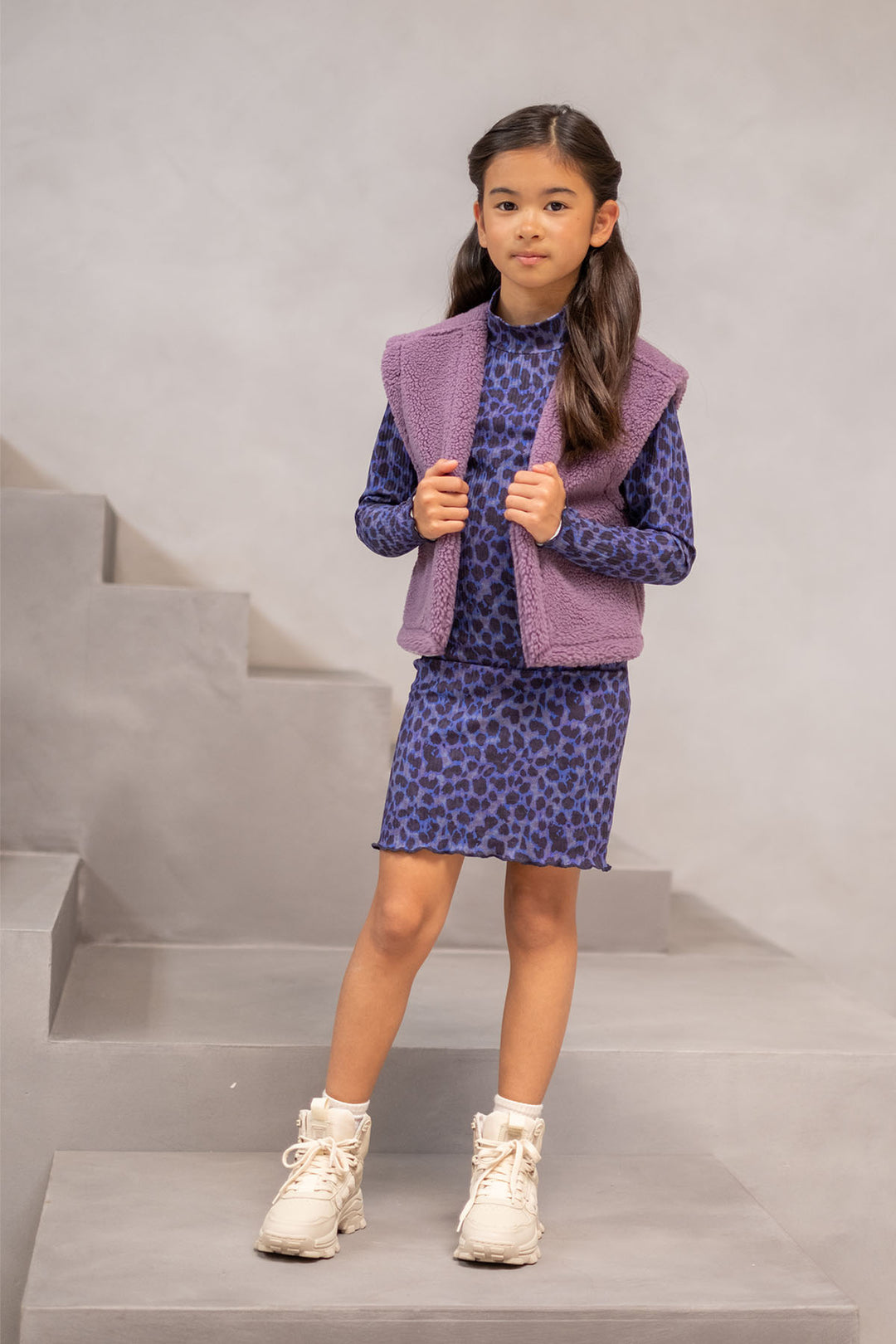 Kids trui Dewi Flo reversible teddy Lavendel