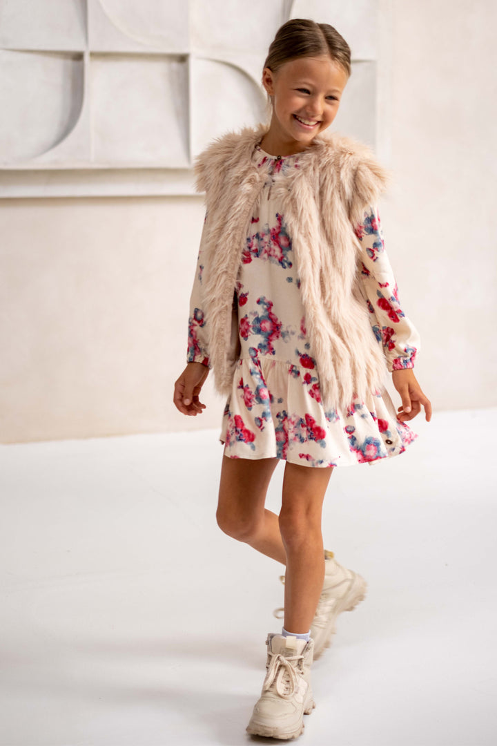 Kids gilet Doutze Flo long hair fur Taupe