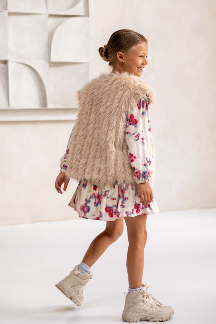 Kids gilet Doutze Flo long hair fur Taupe