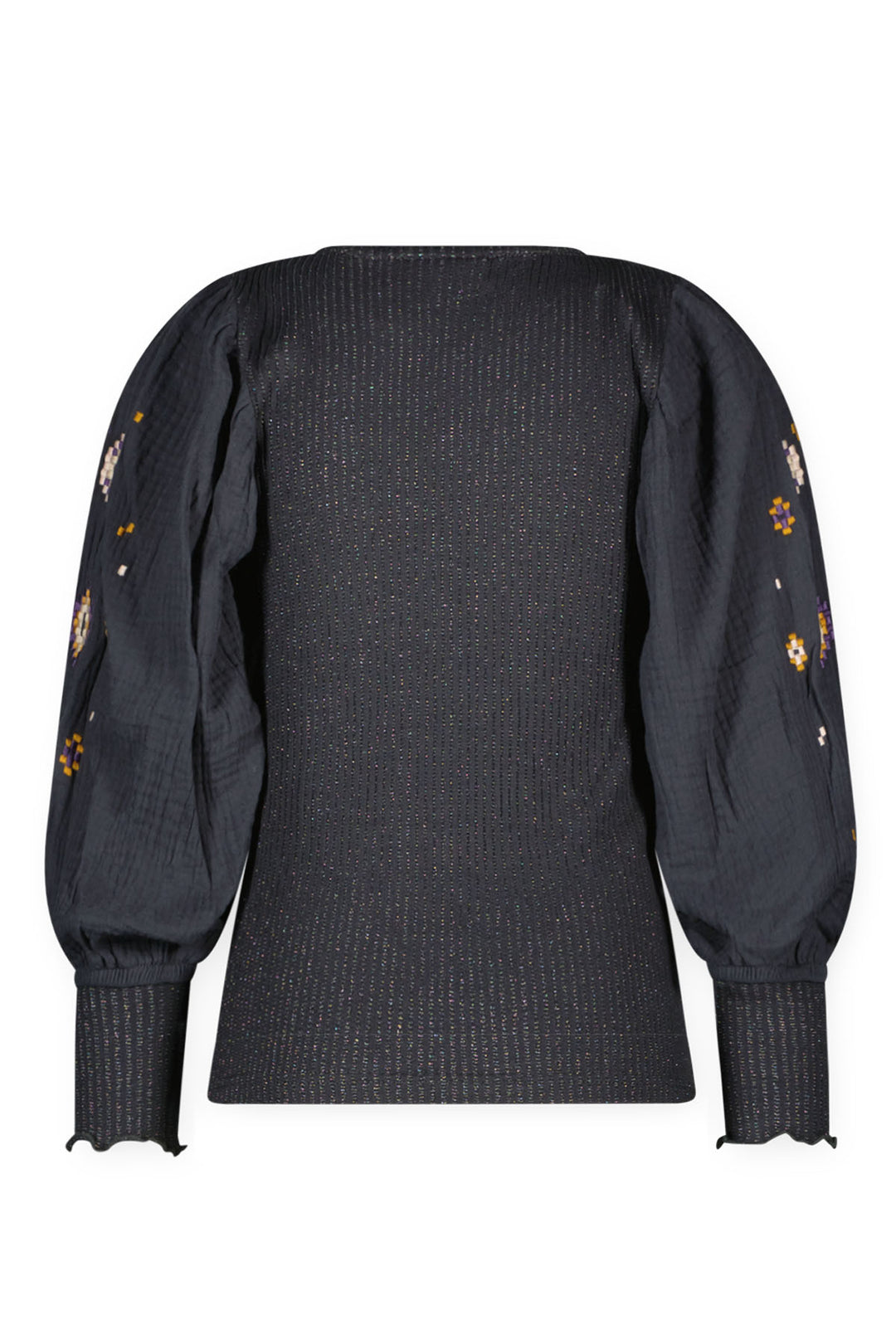 Kids longsleeve Eloise Flo with rib body, mousseline sleeves with embroidery Antra