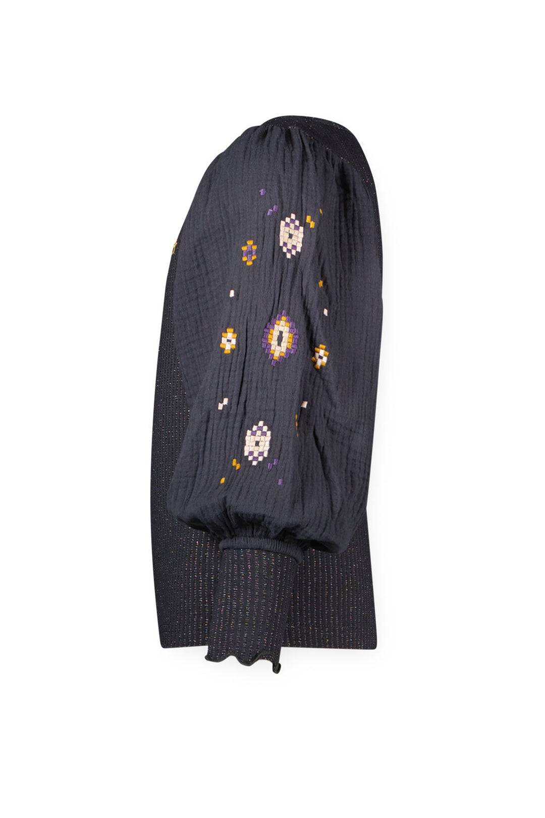 Kids longsleeve Eloise Flo with rib body, mousseline sleeves with embroidery Antra