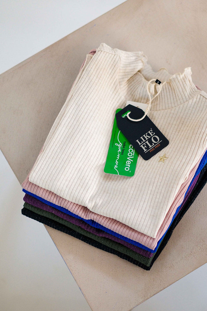 Kids longsleeve Eef Flo lurex rib coll Antra