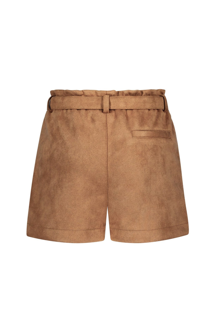 Kids broek Fay - Linn Flo fake leather short with shell belt Cognac