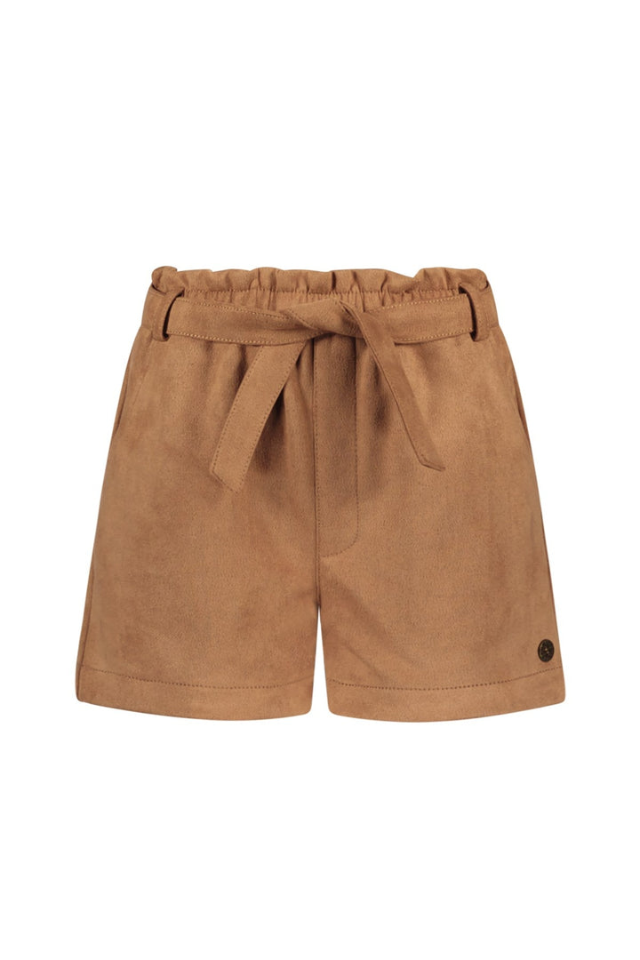 Kids broek Fay - Linn Flo fake leather short with shell belt Cognac