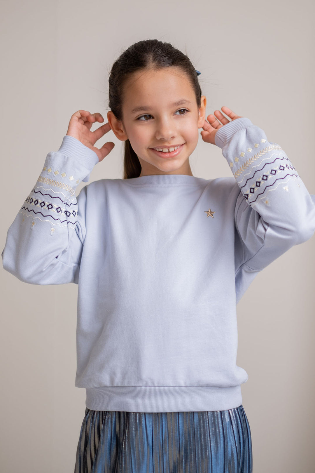 Kids trui Donna Flo girls sweater Ice blue