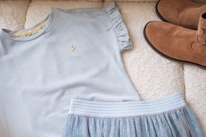Kids T - shirt Emma Flo girls jersey glitter tee Ice blue