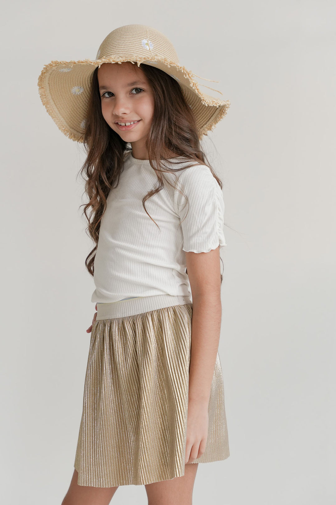 Kids T - shirt Elise Flo girls rib ss shirt Off white