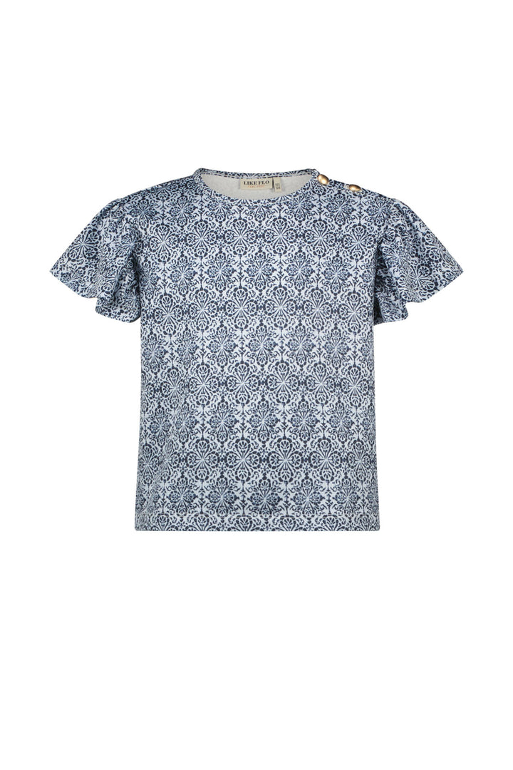 Kinder T-Shirt Emilia Flo Mädchen Mesh-Top mit Knöpfen an der Schulter Ikat