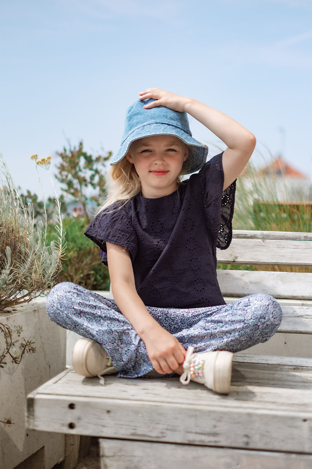 Kids broek Floor Flo girls jacquard jersey flared pants Ikat