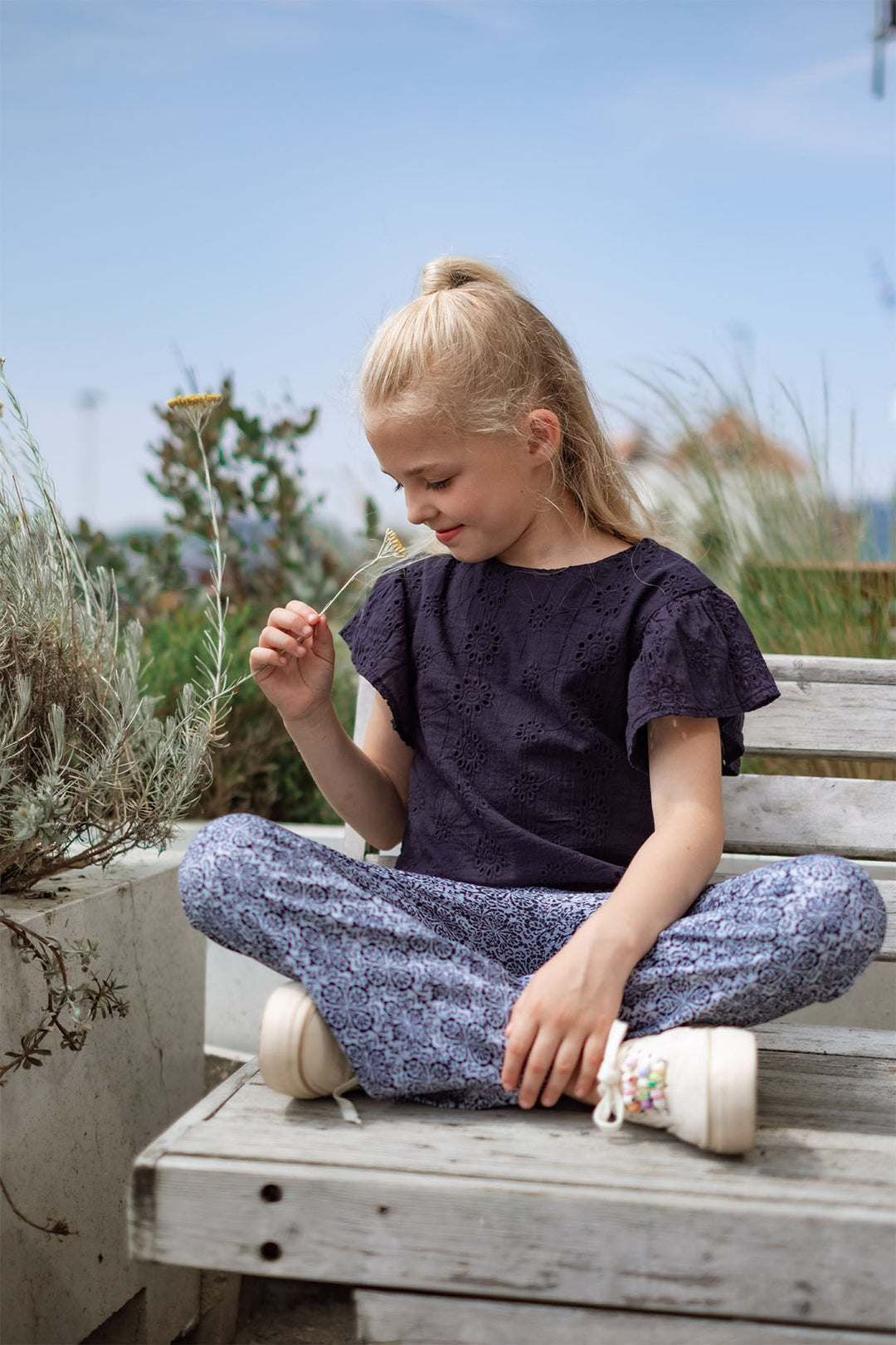 Kids broek Floor Flo girls jacquard jersey flared pants Ikat