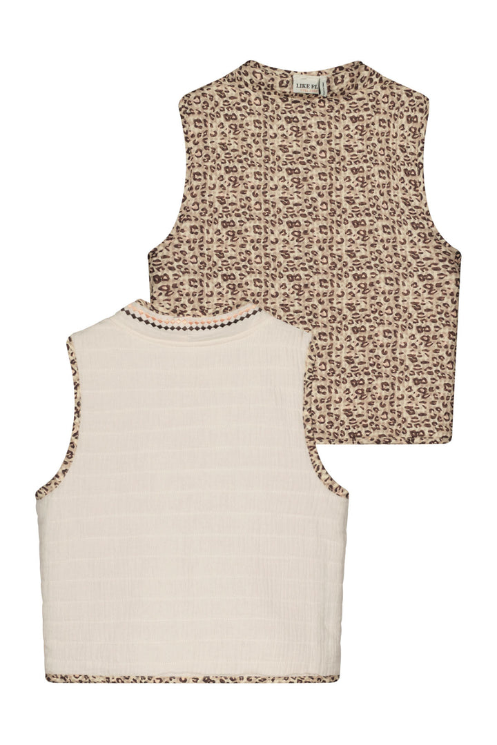 Kids vest Daisy Flo girls reversible gilet with padding peachy leopard