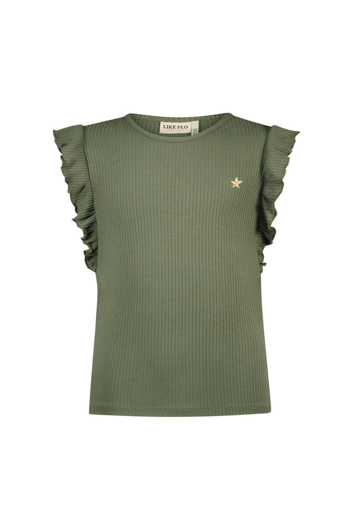 Kids T - shirt Flo girls rib shirt with ruffle Army