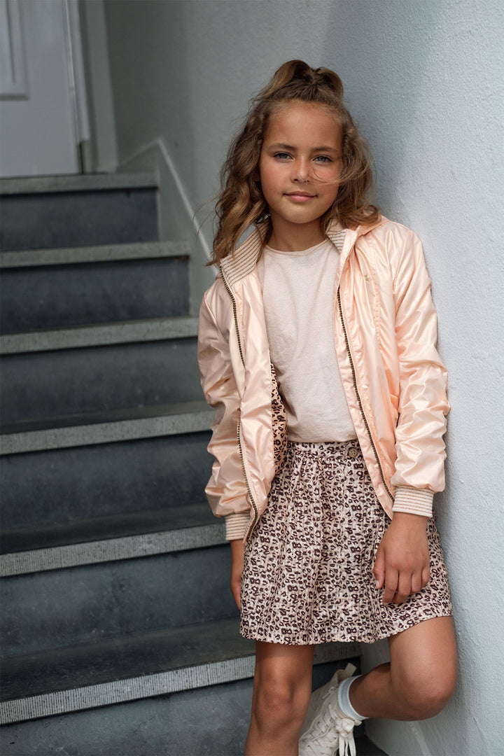 Kids rok Sophie Flo girls skirt with buttons peachy leopard