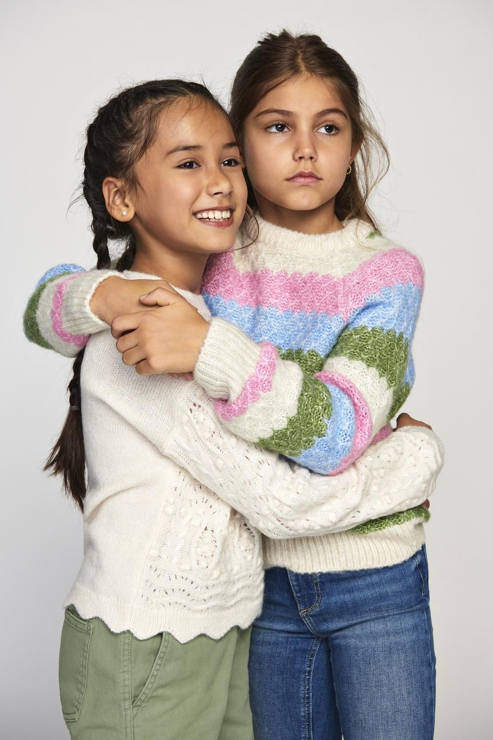 Kinderpullover CHOLE Birch Absinthe Grün/Dämmerblau/Bonbon Reguläre Passform