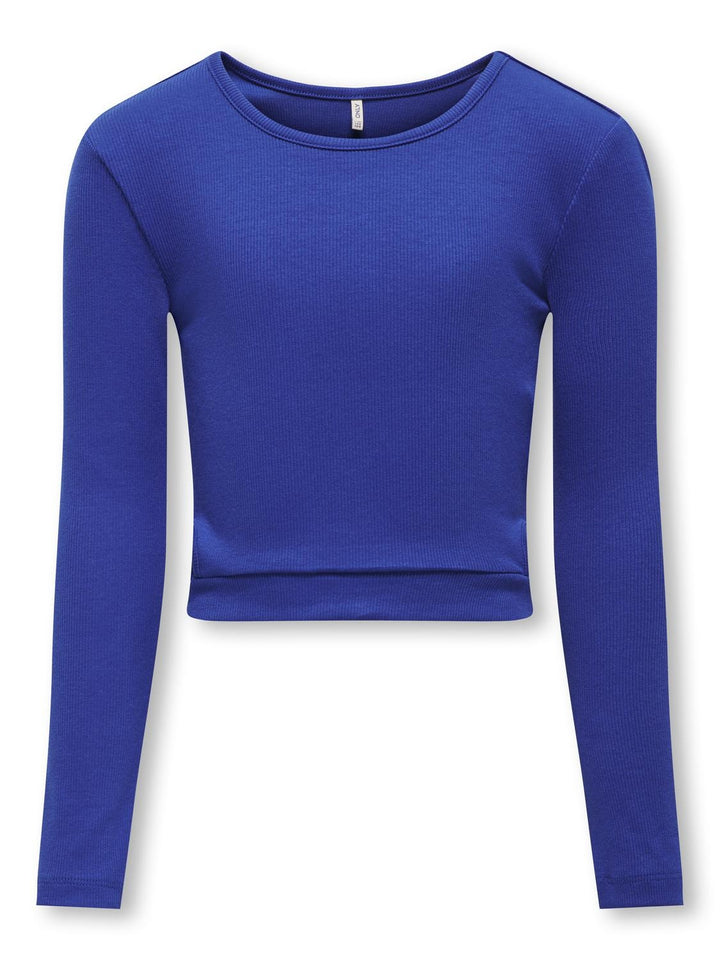 Kinder Langarmshirt NESSA Sodalite Blue Seitlicher Ausschnitt Enganliegend