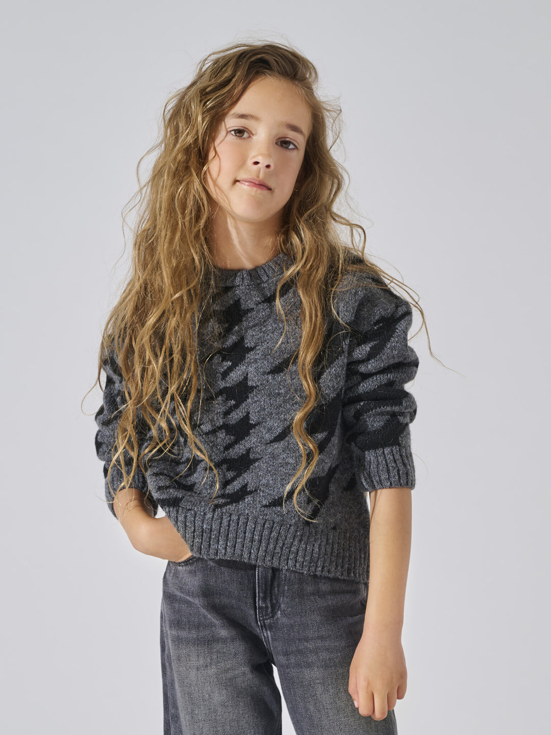 Kids trui PEPPY Dark Grey Melange Black Regular Fit