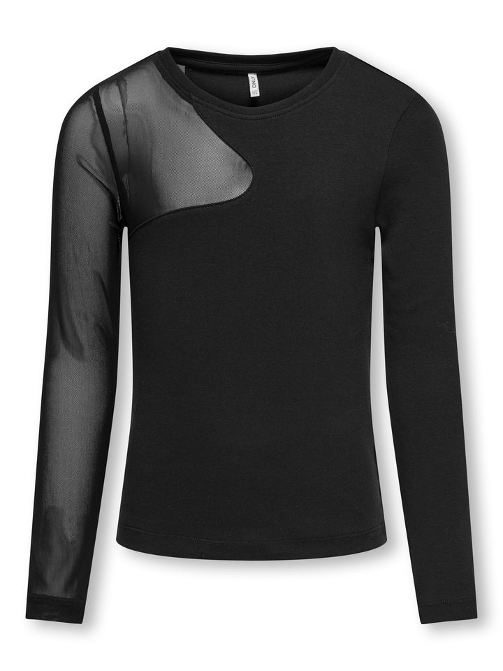 Kids longsleeve COLETTE Black Plain Mesh Regular Fit