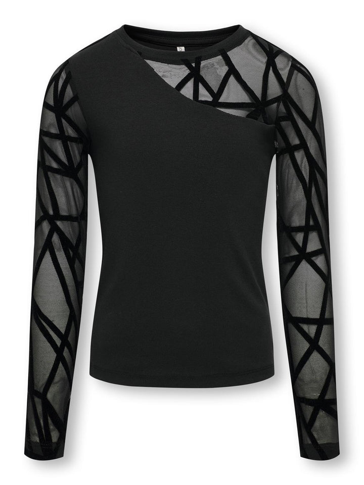Kids longsleeve COLETTE Black Geometric mesh Regular Fit