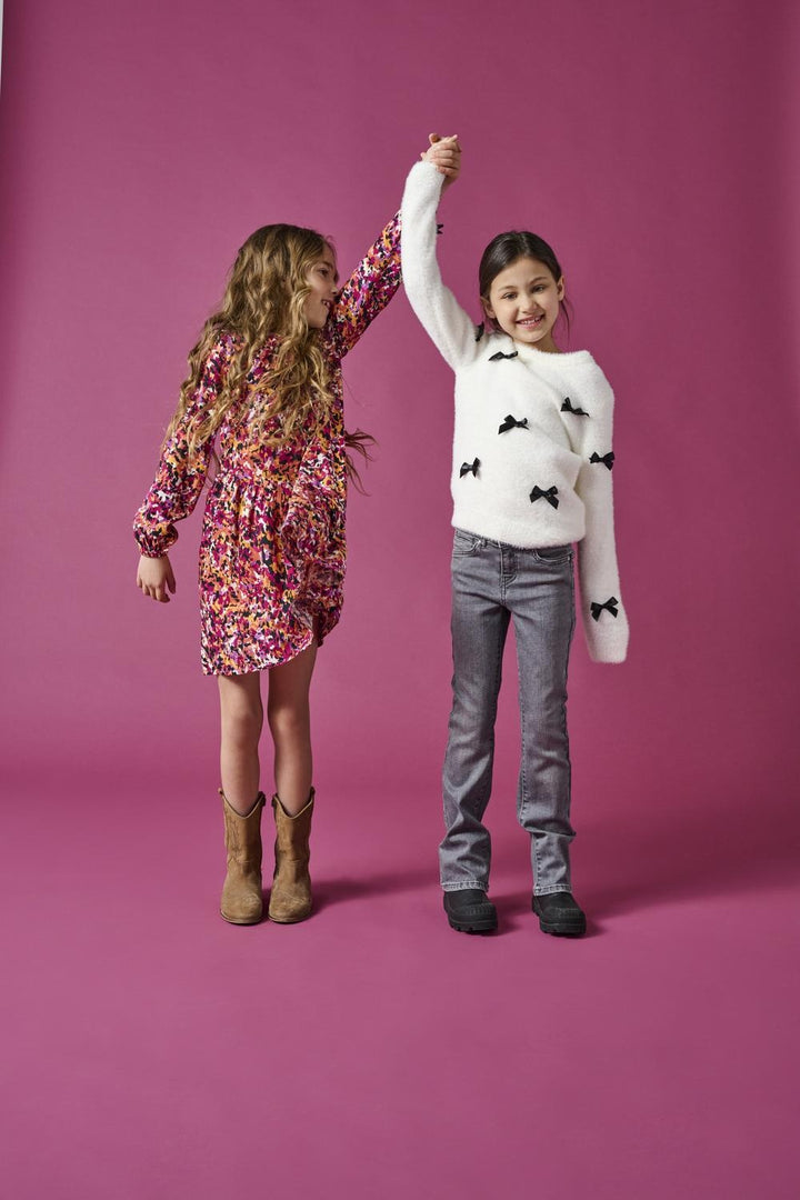 Kinderpullover PIUMO Cloud Dancer Black Bows Standard Fit