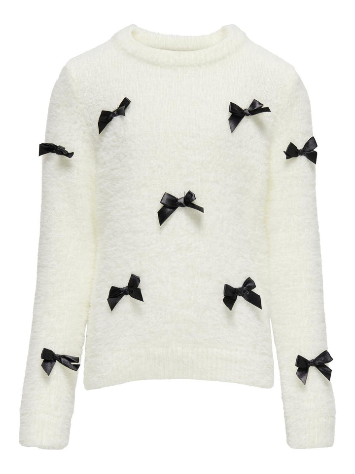 Kinderpullover PIUMO Cloud Dancer Black Bows Standard Fit