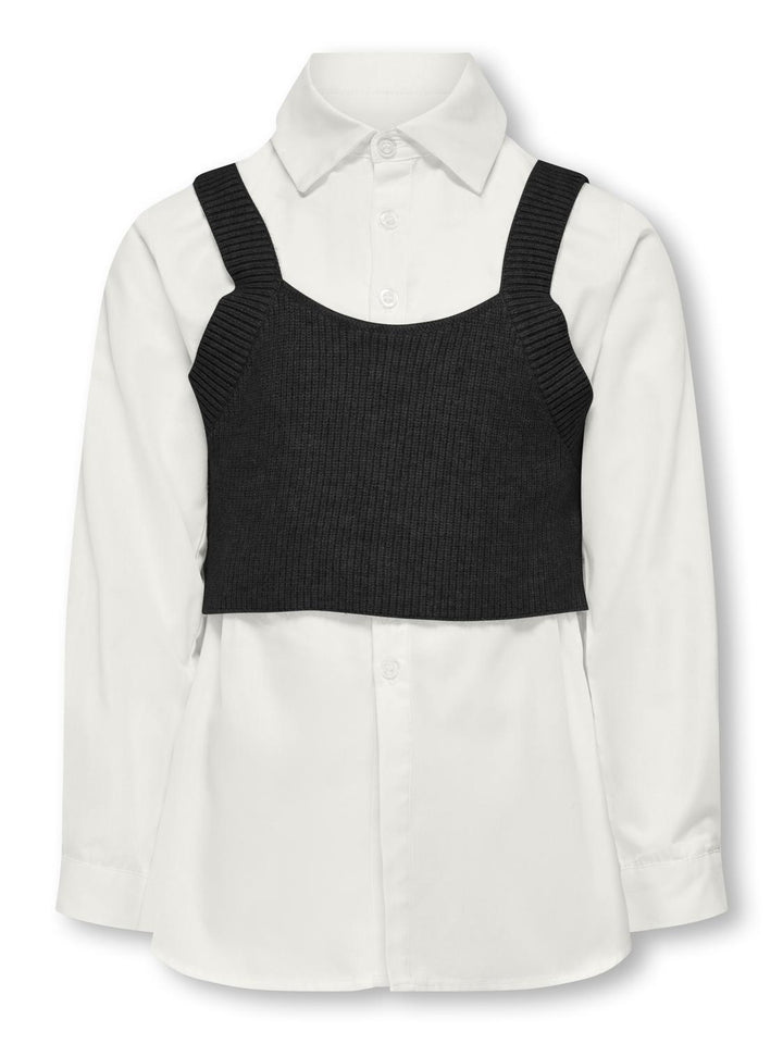 Kids longsleeve ZOE Cloud Dancer Black Regular Fit