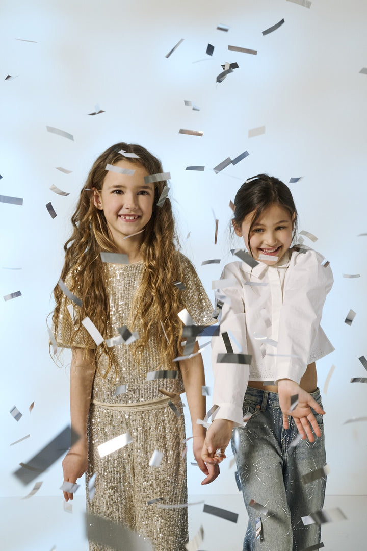 Kids blouse HILDA Bright White Rhinestones Regular Fit