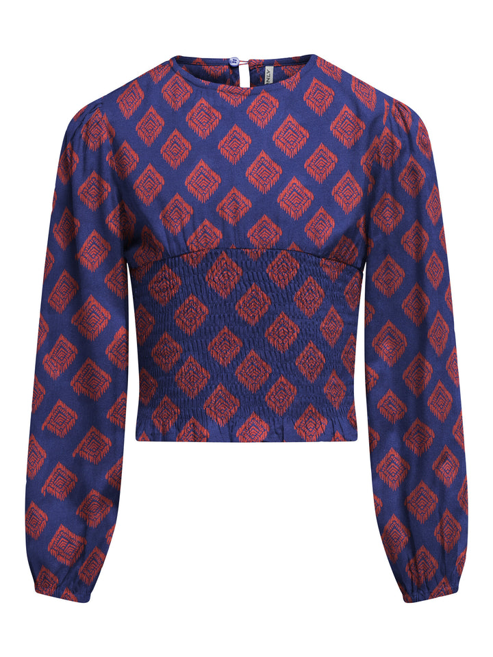 Kinder Langarmshirt SALLI Mazarine Blau Dubarry Quadrate Enganliegend