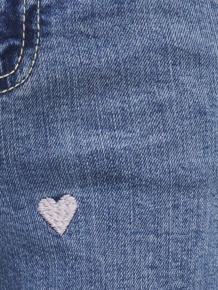 Kids spijkerbroek JUICY Light Medium Blue Denim PINK HEART EMBROIDERY Wide Leg Fit