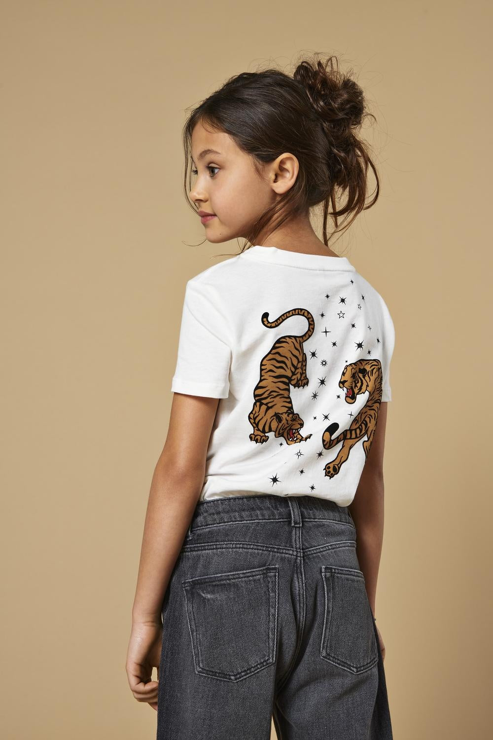 Kinder T-Shirt ANNA Cloud Dancer Tiger Sterne Regular Fit
