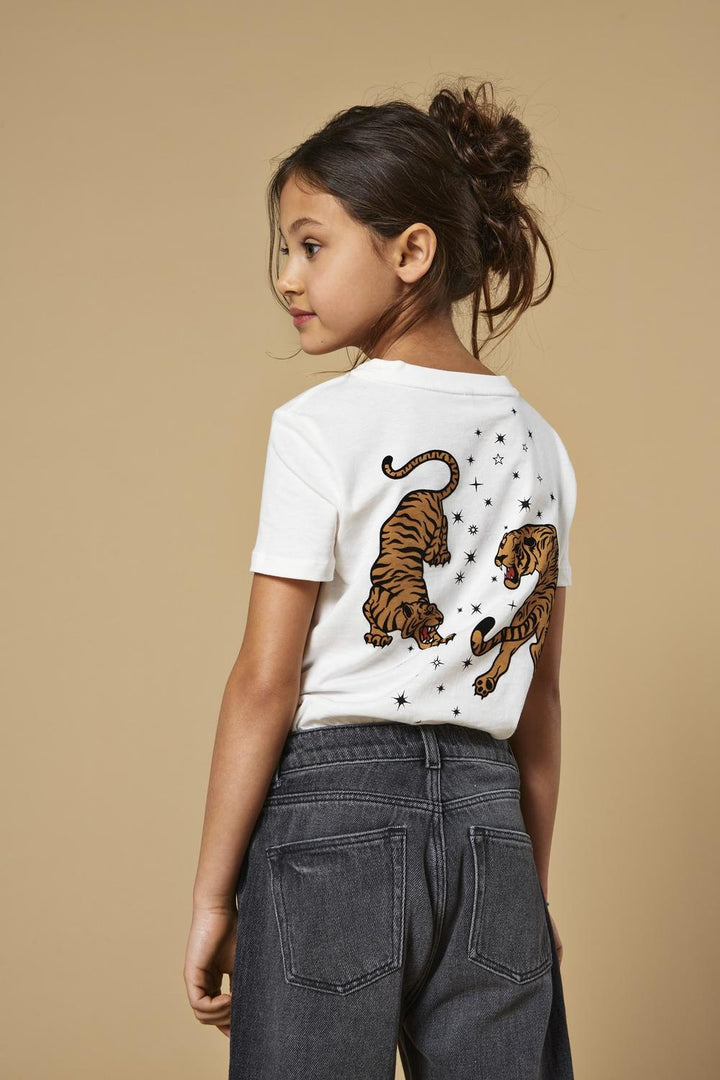 Kinder T-Shirt ANNA Cloud Dancer Tiger Sterne Regular Fit