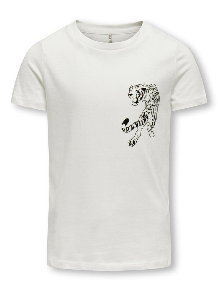 Kinder T-Shirt ANNA Cloud Dancer Tiger Sterne Regular Fit