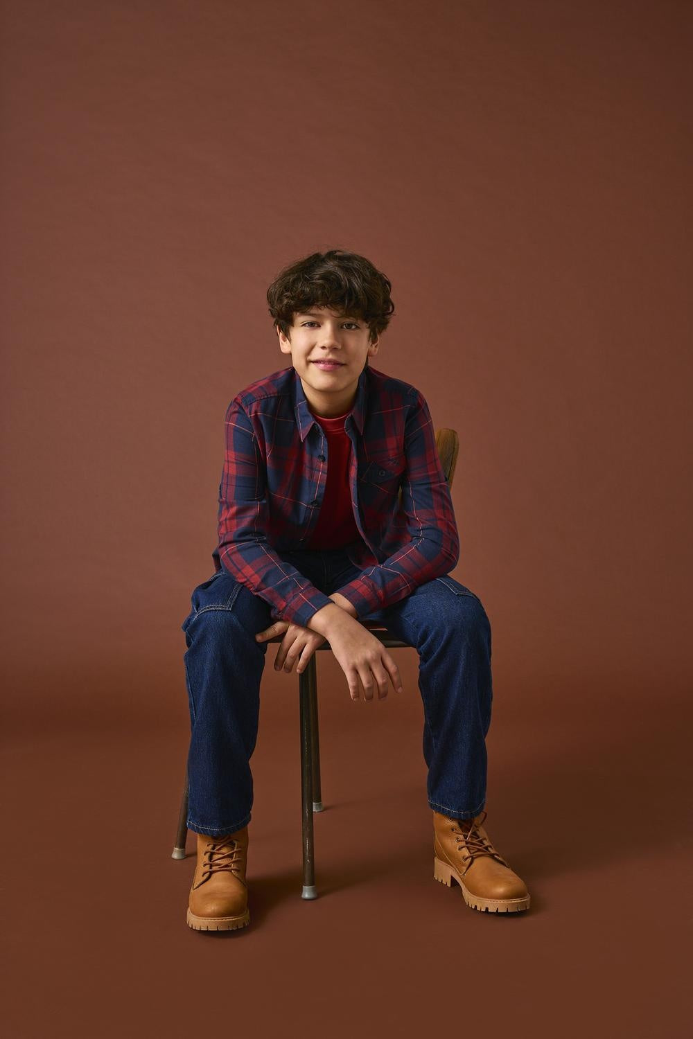 Blouse MARTIN Night Sky Dark Red Checks Regular Fit