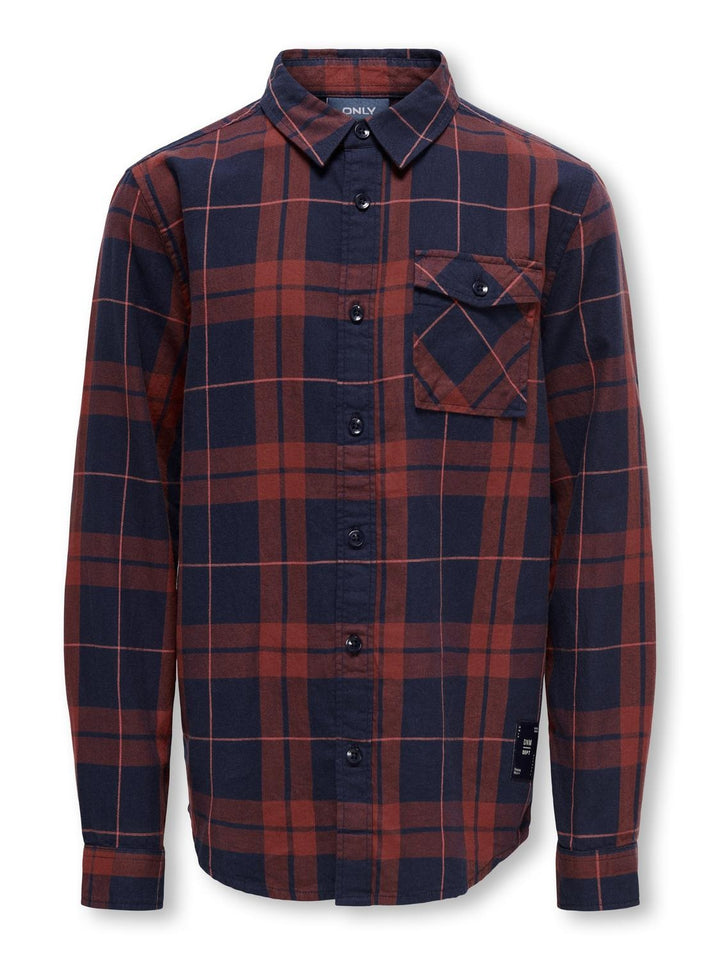 Blouse MARTIN Night Sky Dark Red Checks Regular Fit