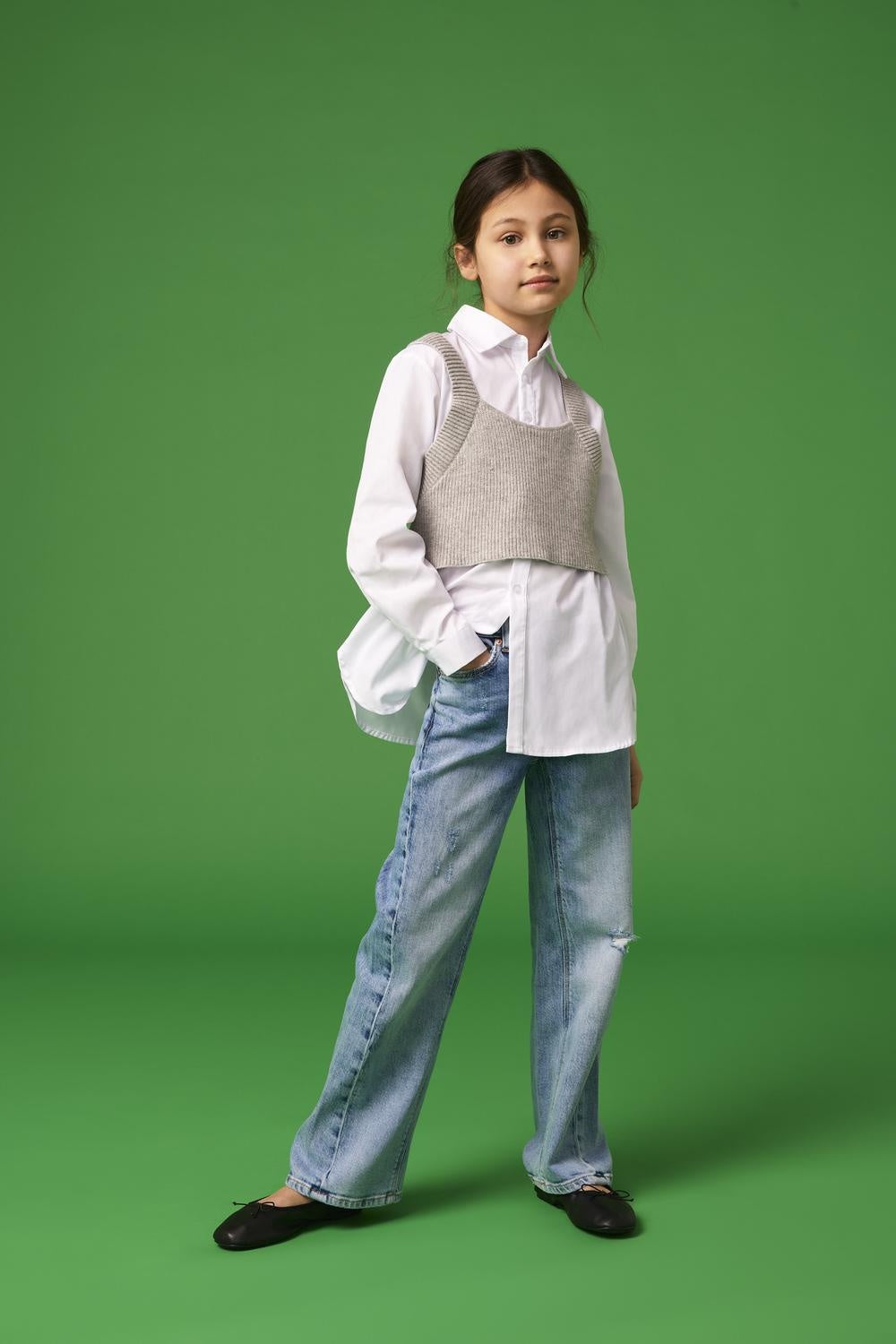 Kids longsleeve ZOE Cloud Dancer Light Grey Melange Regular Fit