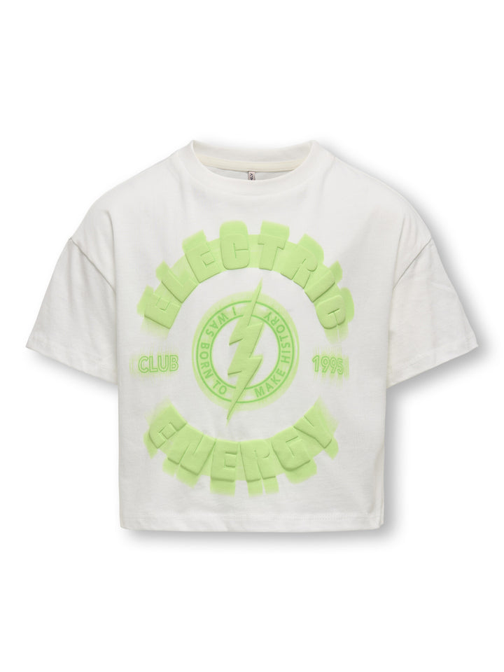 Kids T - shirt DAPHNE Cloud Dancer Electric Oversize Cropped Fit