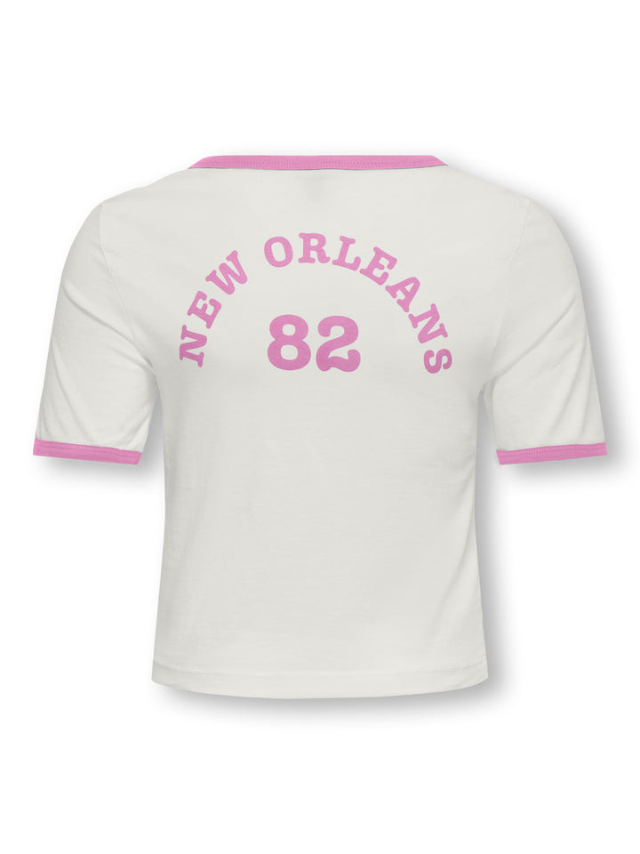 Kinder T-Shirt NINA Cloud Dancer Fuchsia Pink+Print New Orleans Regular Fit