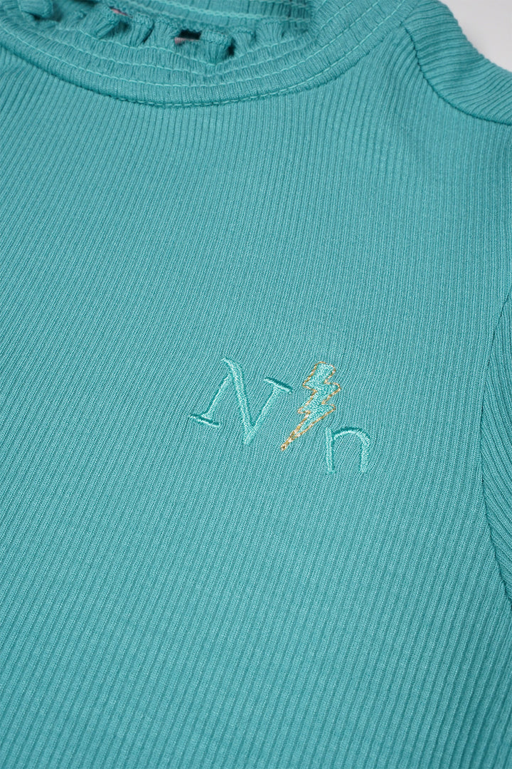 Kids longsleeve Koss rib jersey Pottery Blue